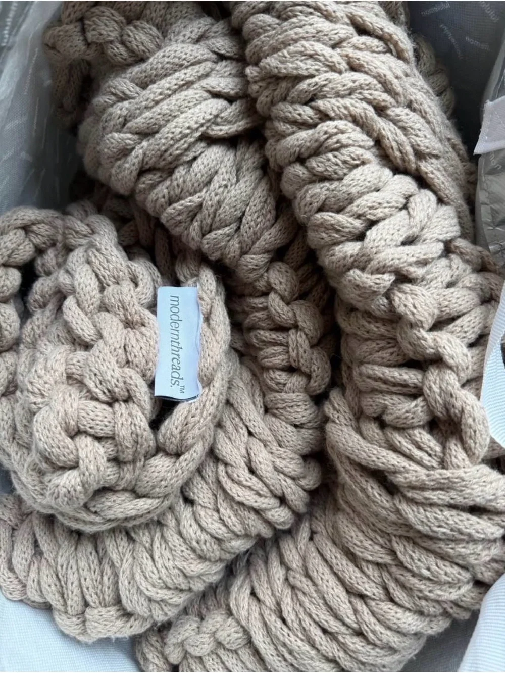 Chunky Knit Throw Blanket in Taupe - Soft Cozy Home Blanket